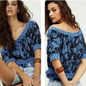 NWT Free People Perfect Day Boho Floral Multi Blouse Sz Large